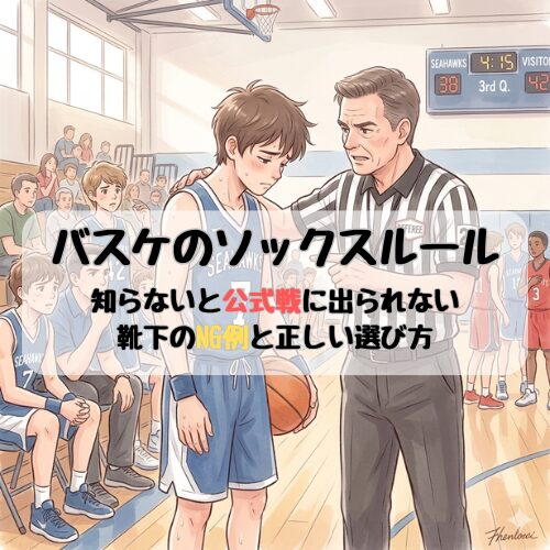 バスケのソックスルール｜知らないと公式戦に出られない靴下のNG例と正しい選び方