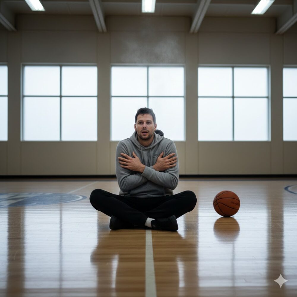 凍えるバスケット選手